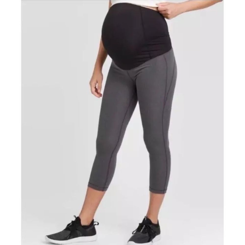 Isabel Maternity XS NWT Crossover Capri Legging Dark Gray HighRise Yoga Pant NEW